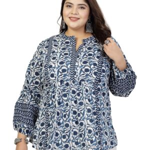 Stylum Women's Plus Size Floral Printed Cotton Top
