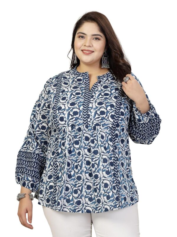 Stylum Women's Plus Size Floral Printed Cotton Top