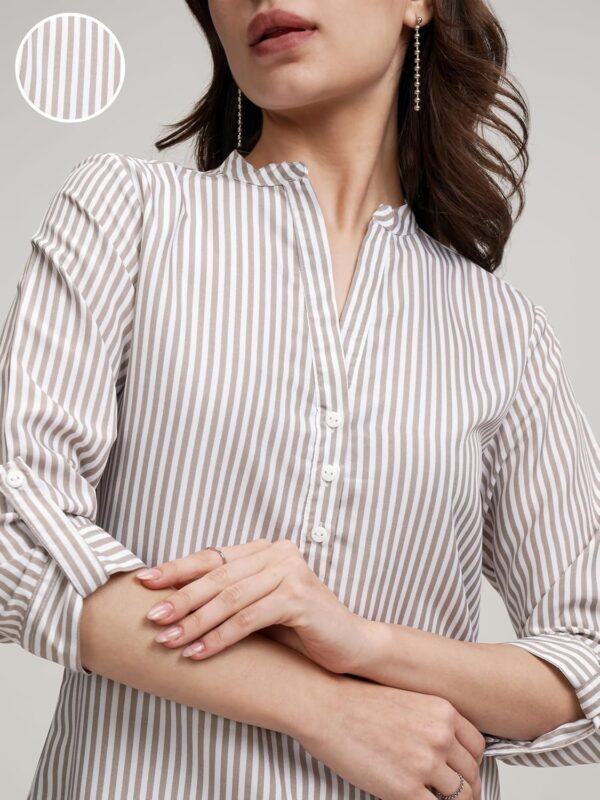 Tokyo Talkies Women's Colorful Striped Shirt-Style Top | Colorful Accents with A Relaxed Yet Structured Fit for A Fresh Look | Tops for Woman | Women Tops | Stylish Top - Image 8