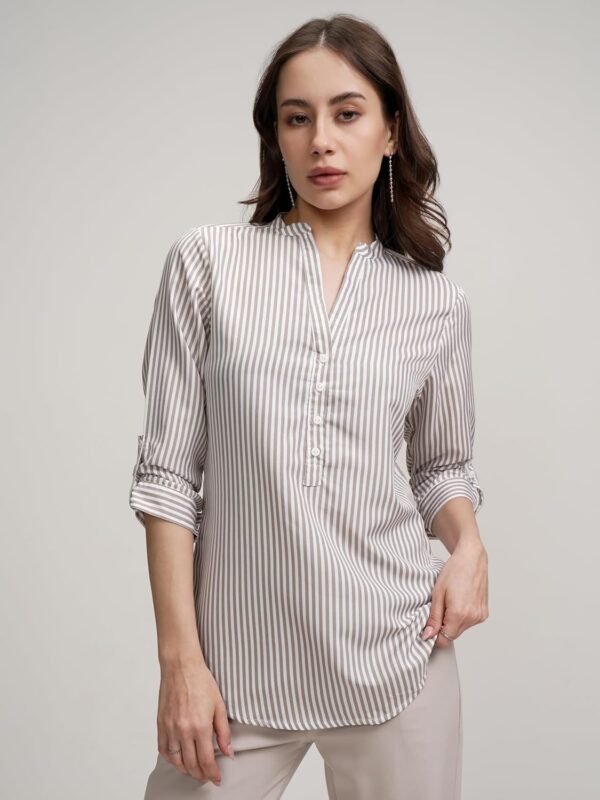 Tokyo Talkies Women's Colorful Striped Shirt-Style Top | Colorful Accents with A Relaxed Yet Structured Fit for A Fresh Look | Tops for Woman | Women Tops | Stylish Top - Image 5