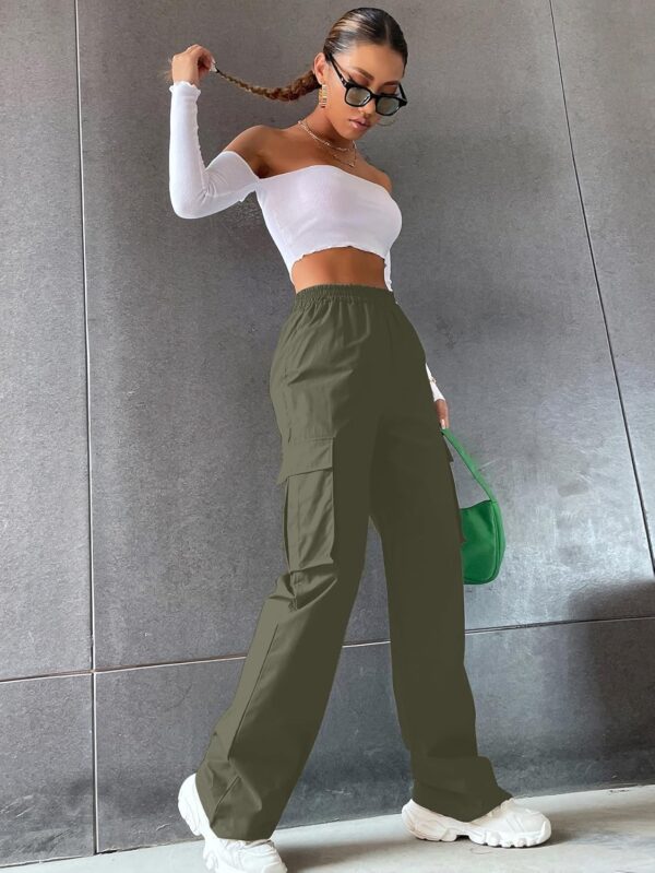 Aahwan Women's & Girls' Solid High Waist with Pockets Cargo Pants - Image 7