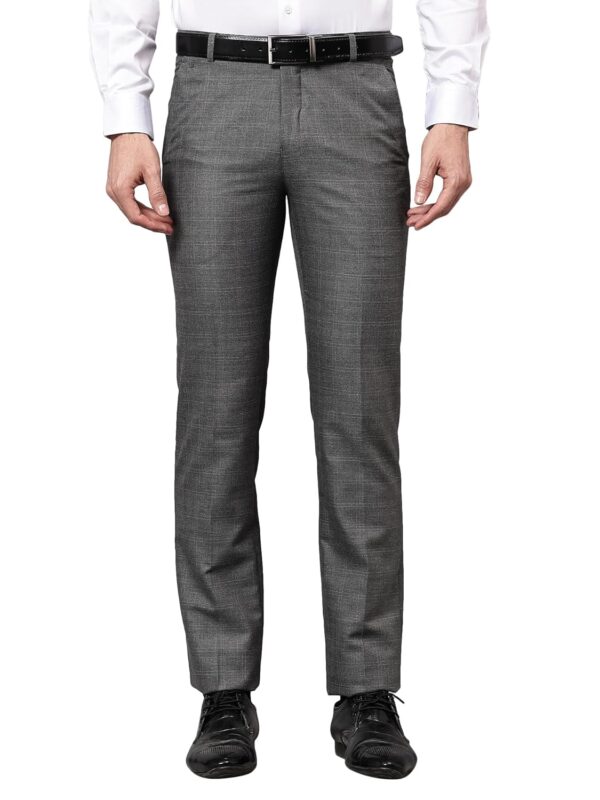 Cantabil Men Checkered Non Pleated Regular Fit Mid Rise Formal Trousers for Men | Formal Pants for Men | Formal Wear Regular Fit Trousers for Men (P_MTRF00165)