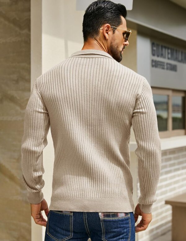 DENIMHOLIC Men's Cotton Full Sleeve Collar Polo Sweater for Men, Rib Knitted Sweaters for Men Winter Sweater for Man - Image 5