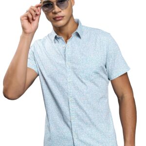 Highlander Men's Slim Fit Shirts | Printed | Half Sleeves | Spread Collar | Casual Shirts | Stylish Shirt