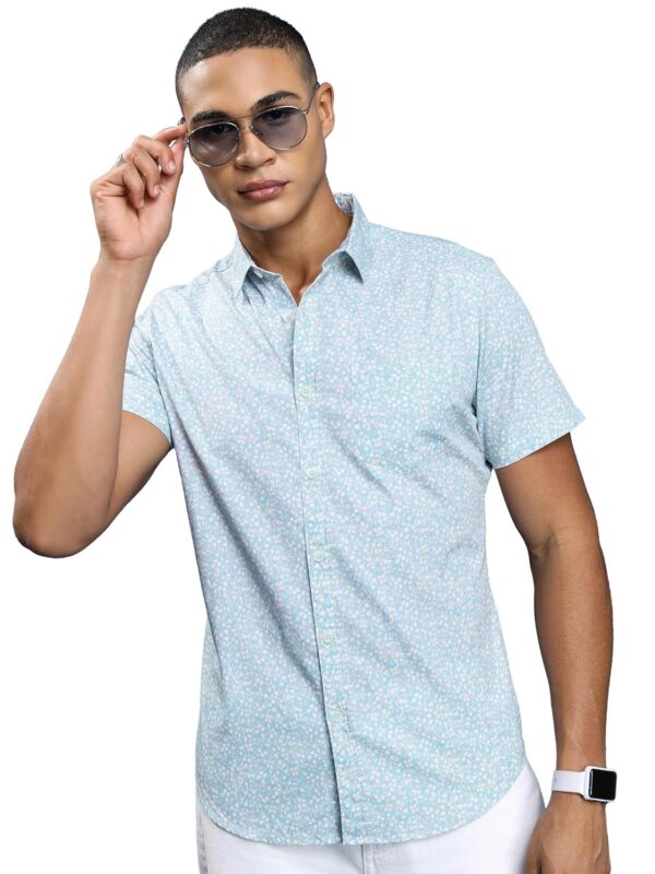 Highlander Men's Slim Fit Shirts | Printed | Half Sleeves | Spread Collar | Casual Shirts | Stylish Shirt