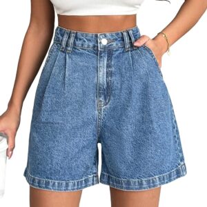 Sugathari Women's High Waisted Denim Shorts, 2025 Fashion Vintage Wash, Straight Cut (Short 234)