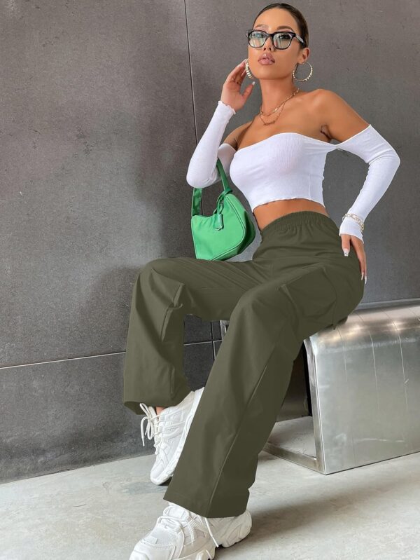 Aahwan Women's & Girls' Solid High Waist with Pockets Cargo Pants - Image 4