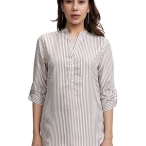 Tokyo Talkies Women's Colorful Striped Shirt-Style Top | Colorful Accents with A Relaxed Yet Structured Fit for A Fresh Look | Tops for Woman | Women Tops | Stylish Top