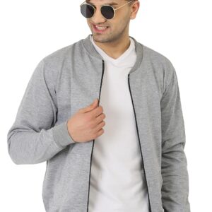 LEOTUDE CASUAL JACKET For Men's Regular Fit Full Sleeve Loopknit Jacket (Color: Black)