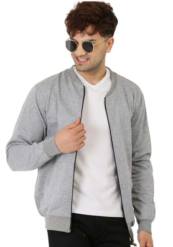 LEOTUDE CASUAL JACKET For Men's Regular Fit Full Sleeve Loopknit Jacket (Color: Black)