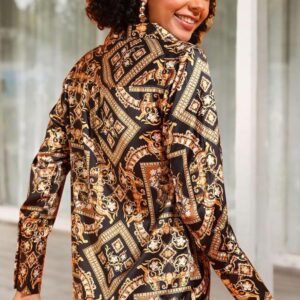 POPWINGS Printed Full-Sleeves Regular-Fit Satin Printed Shirt for Women Stylish Western Casual Wear