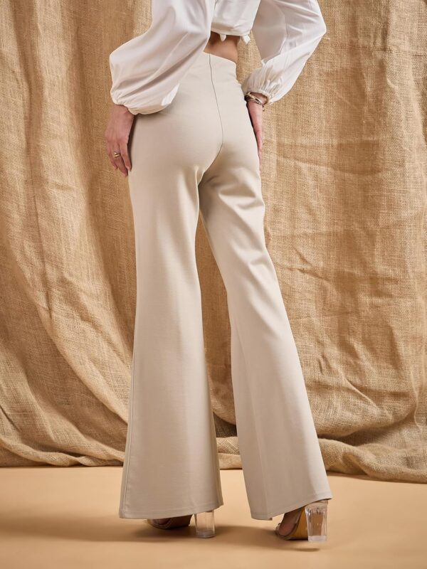 SASSAFRAS Women Front Button Flared Bell Bottom Pants - Image 5