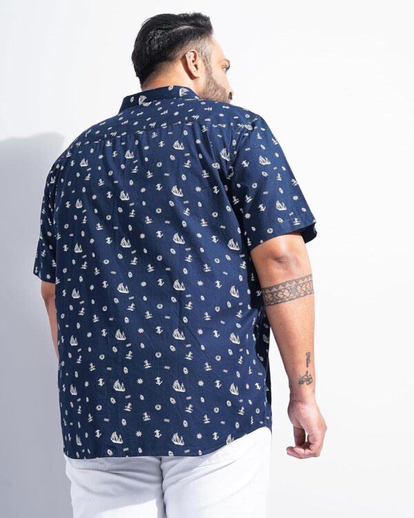 Hardsoda by The Indian Garage Co Men Plus Size Regular Fit Printed Cutaway Collar Half Sleeves Casual Shirt - Image 6