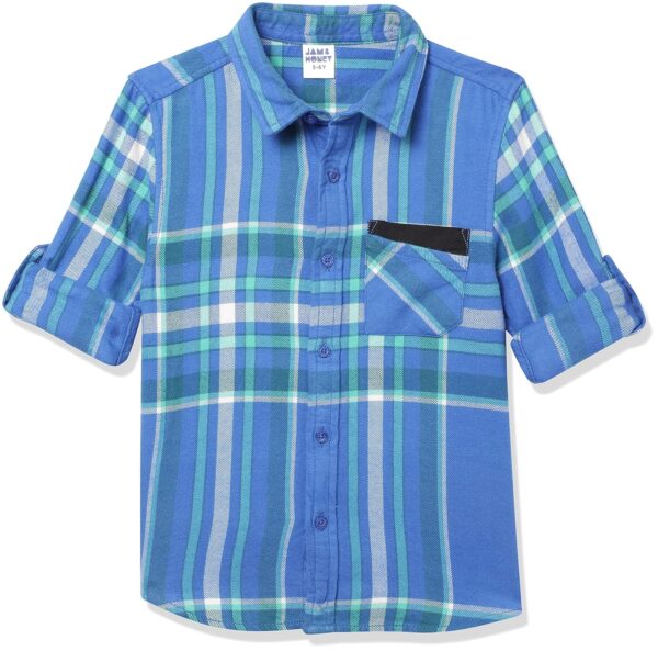 Amazon Brand - Jam & Honey Boy's 100% Cotton Printed Regular Fit Long Sleeve Shirt